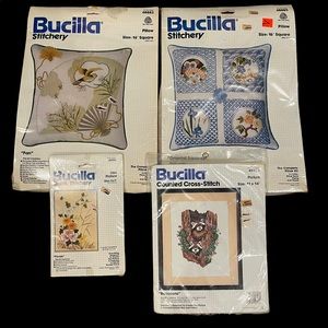VTG Bucilla Stitchery & Cross Stitch Sealed Kits (Lot of 4)